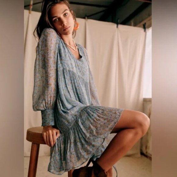 Sezane Dresses & Skirts - Sezane Aurena Dress Vintage Blue Prairie 6